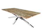 Massief houten eettafel BARRACUDA 220cm bruin teak zilver, Huis en Inrichting, Tafels | Eettafels, Ophalen of Verzenden, Nieuw