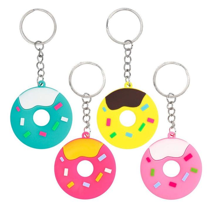 Donut Uitdeelcadeautjes Sleutelhanger 4,5cm 4st, Hobby en Vrije tijd, Feestartikelen, Nieuw, Verzenden