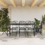 vidaXL 9-delige Tuinset metaalgaas antracietkleurig, Overige materialen, Verzenden, Nieuw, 8 zitplaatsen