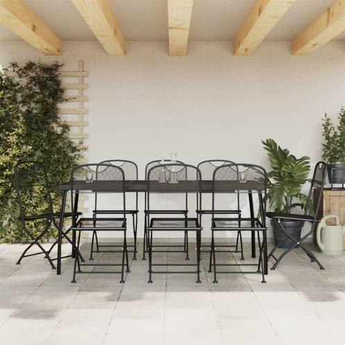 vidaXL 9-delige Tuinset metaalgaas antracietkleurig, Tuin en Terras, Tuinsets en Loungesets, Tuinset, Nieuw, 8 zitplaatsen, Overige materialen