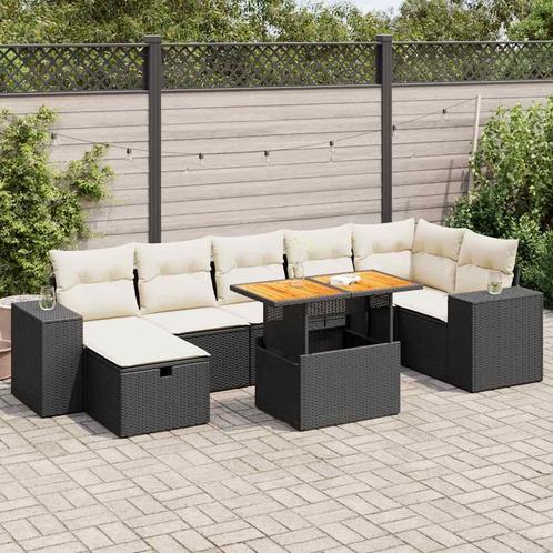 vidaXL 5-delige Loungeset met kussens poly rattan acacia, Tuin en Terras, Tuinsets en Loungesets, Loungeset, Nieuw, Rotan, Verzenden