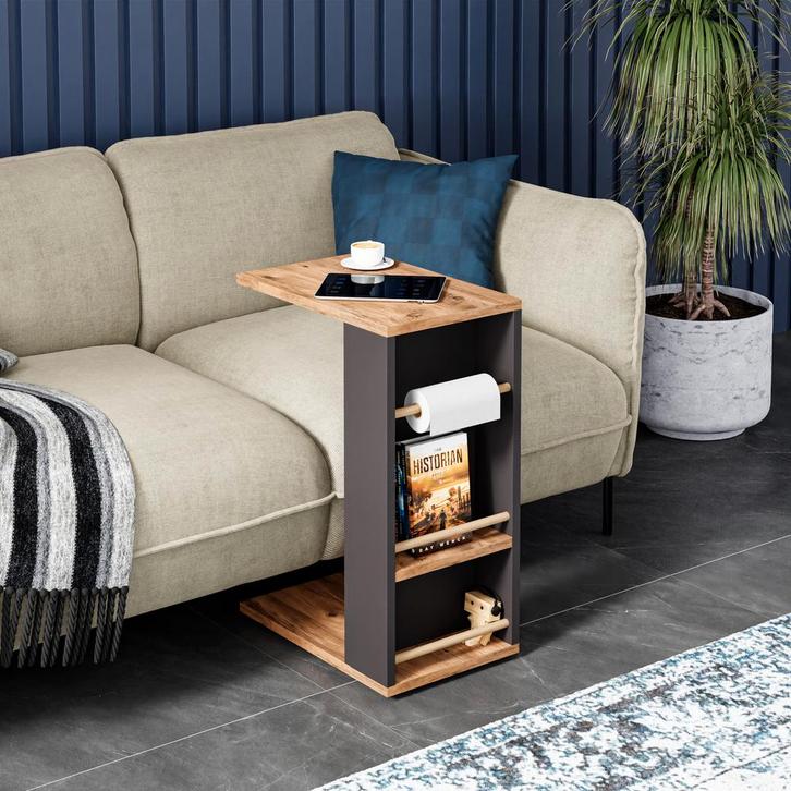 [en.casa] Bijzettafel Siikainen laptoptafel met horizontale, Huis en Inrichting, Tafels | Bijzettafels, Verzenden