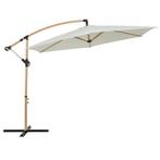 Zweefparasol in houtlook - Crème - 2,5 x Ø 3 m, Nieuw, Verzenden