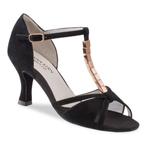 Dames Dansschoen met Gouden Studs - Zwart Suede - Salsa, Lat, Verzenden, Nieuw