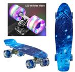 Sajan - Skateboard - LED - Penny board - Space Blauw - 22.5, Sport en Fitness, Skateboarden, Nieuw, Skateboard, Verzenden