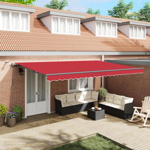 vidaXL Automatische Inklapbare Luifel met LED Rood 500x300, Tuin en Terras, Zonneschermen, Nieuw, Verzenden