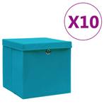 vidaXL Opbergboxen met deksel 10 st 28x28x28 cm babyblauw, Huis en Inrichting, Verzenden, Nieuw