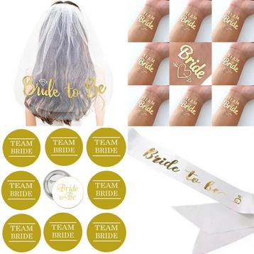 20-delige Bride to Be en Team Bride set wit met goud beschikbaar voor biedingen