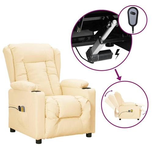 vidaXL Massagestoel elektrisch kunstleer crèmekleurig, Sport en Fitness, Massageproducten, Nieuw, Verzenden