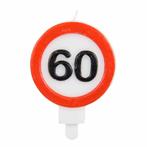 Kaars 60 Jaar Verkeersbord 8cm, Verzenden, Nieuw