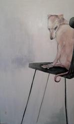 Dorien Plaat (1960) - Hond op barkruk