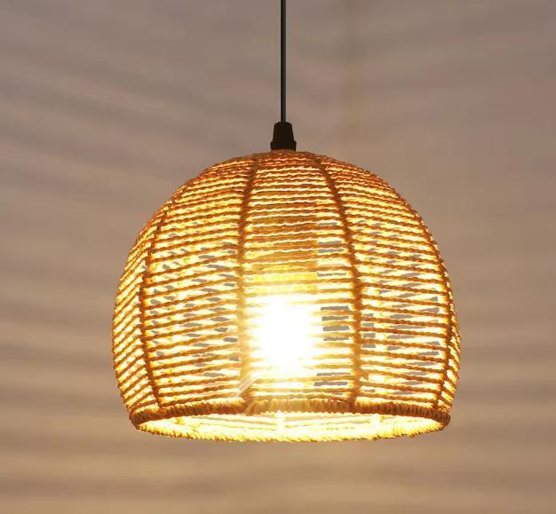Vintage Rotan Hanglamp – Retro Kroonluchter met E27 Fitting, Huis en Inrichting, Lampen | Hanglampen, Nieuw, Verzenden