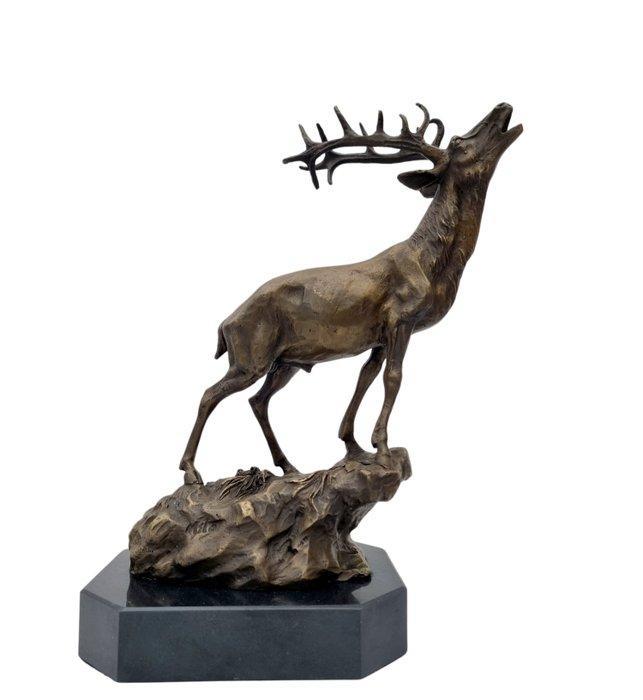 sculptuur, A stag - 38 cm - Brons, Marmer, Antiek en Kunst, Curiosa en Brocante