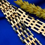 Gouden fantasie/tank schakel armband | 19 cm, Sieraden, Tassen en Uiterlijk, Armbanden, Ophalen of Verzenden, Gebruikt, Overige kleuren