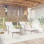vidaXL Ligbedden 2 st met tafel poly rattan zwart, Tuin en Terras, Verzenden, Nieuw