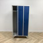 Tweedehands Garderobe/lockerkast 3 deurs, met hang en leg, Ophalen of Verzenden, Gebruikt, Metaal