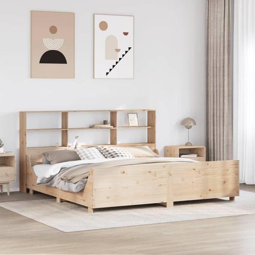vidaXL Bed met boekenkast zonder matras massief hout 180x200, Huis en Inrichting, Slaapkamer | Bedden, 80 cm, 200 cm, Wit, Eenpersoons