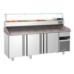 GGM Gastro | Pizza koelwerkbank PREMIUM - 2100x800mm - met 3, Verzenden, Nieuw in verpakking, RVS Meubilair