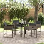 vidaXL 5-delige tuinset met kussens in grijs poly rattan, Tuin en Terras, Verzenden, Nieuw, Rotan, Tuinset