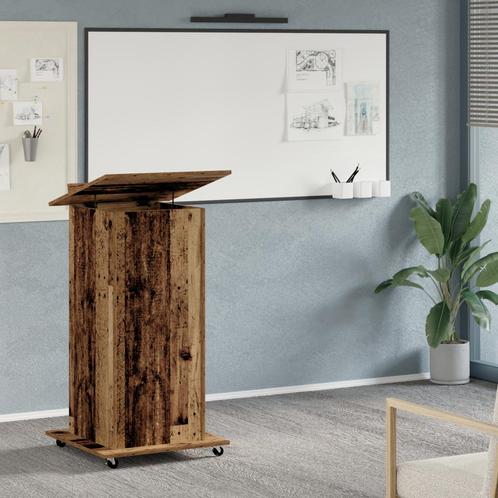 vidaXL Lessenaar met wielen bewerkt hout oud houtkleurig, Huis en Inrichting, Bureaus, Nieuw, Verzenden