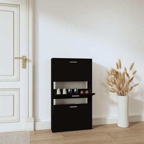 vidaXL Schoenenkast 59x17x108 cm bewerkt hout zwart, Huis en Inrichting, Kasten | Schoenenrekken, Nieuw, Verzenden