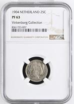 Koningin Wilhelmina 25 cent 1904 Proof PF63 NGC Ex, Postzegels en Munten, Munten | Nederland, Verzenden, Zilver, 25 cent, Koningin Wilhelmina