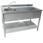 Rvs cheftafel met bodemschap 1100x700x900 mm (spoelbak links, Verzenden, Nieuw in verpakking