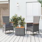 vidaXL 3-delige Loungeset poly rattan en massief acaciahout, 3 zitplaatsen, Nieuw, Loungeset, Verzenden