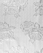 Jacquard Bloemen Circels Wit/Zilver, Nieuw, Wit