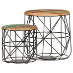 vidaXL Salontafels 2 st massief gerecycled hout, Huis en Inrichting, Tafels | Salontafels, Minder dan 50 cm, Verzenden, Nieuw