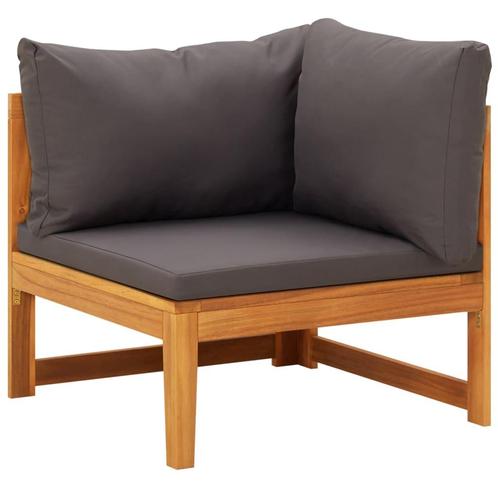 vidaXL Hoekbank met donkergrijze kussens massief acaciahout, Tuin en Terras, Tuinsets en Loungesets, Nieuw, Hardhout, Verzenden