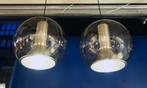 set hanglampen Globe Raak glas aluminium 35 cm 60s, Gebruikt, Ophalen of Verzenden, Glas, Minder dan 50 cm