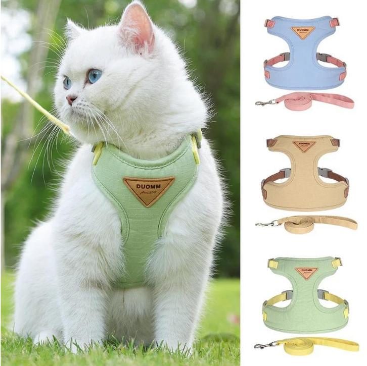 Ademend Honden Katten Harnas met Riem – Nylon Mesh Suède, Dieren en Toebehoren, Katten-accessoires, Nieuw, Verzenden