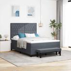 vidaXL Boxspring bed met matras Donkergrijs 140 x 200 cm, Verzenden, Nieuw, Grijs, Stof