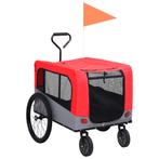 vidaXL Fietstrailer en hondenwagen 2-in-1 rood en grijs, Dieren en Toebehoren, Verzenden, Nieuw