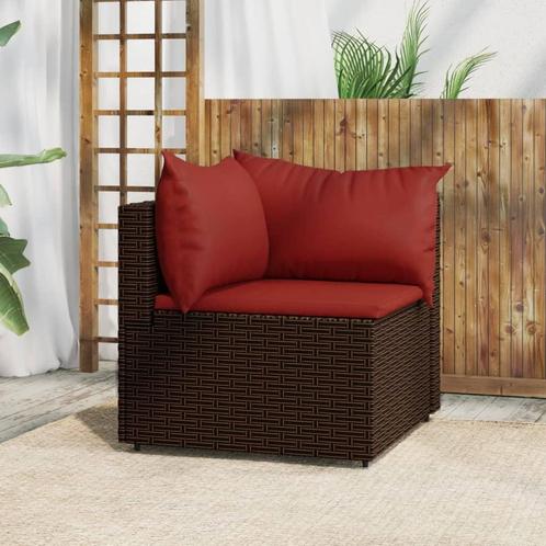 vidaXL Tuinhoekbank met kussens poly rattan bruin, Tuin en Terras, Tuinsets en Loungesets, Nieuw, Rotan, Verzenden
