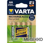 1x4 Varta RECHARGE ACCU Recycled 2100 mAH AA Mignon NiMH, Verzenden, Nieuw, Varta