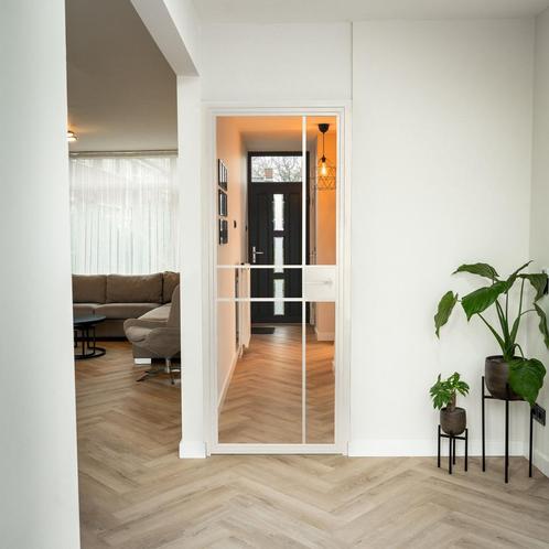 Stalen Binnendeur - 6 Vlaks - Wit - Helder glas - Met slot, Doe-het-zelf en Verbouw, Deuren en Horren, Nieuw, Metaal, Binnendeur