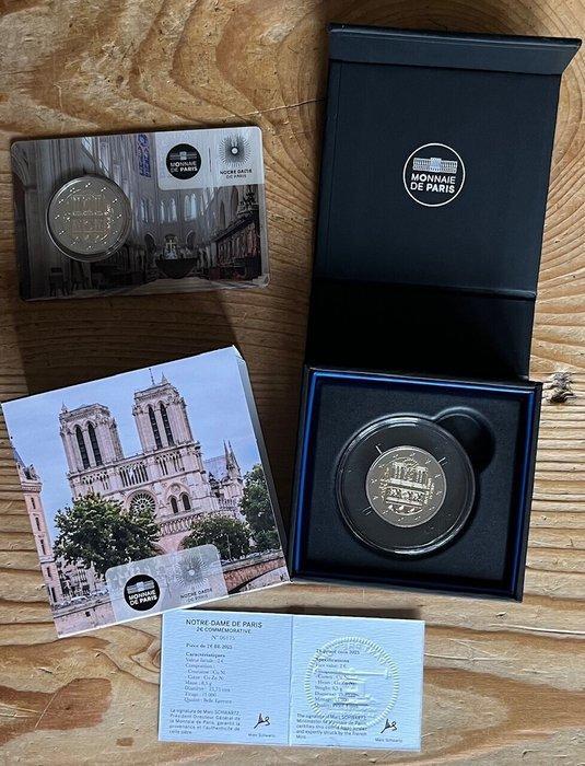 Frankrijk. 2 Euromunt 2025 Notre Dame in coincard ( BU ) +, Postzegels en Munten, Munten | Europa | Euromunten