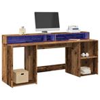 vidaXL Bureau met LED-verlichting 200x55x91 cm bewerkt hout, Huis en Inrichting, Bureaus, Verzenden, Nieuw