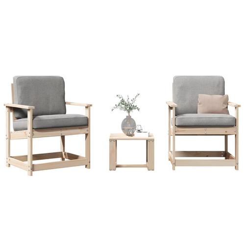 vidaXL 3-delige Loungeset massief grenenhout, Tuin en Terras, Tuinstoelen, Nieuw, Verzenden