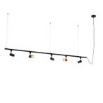 Modern hangend railsysteem met 5 spots zwart 1-fase  -, Huis en Inrichting, Lampen | Spots, Verzenden, Nieuw, Modern
