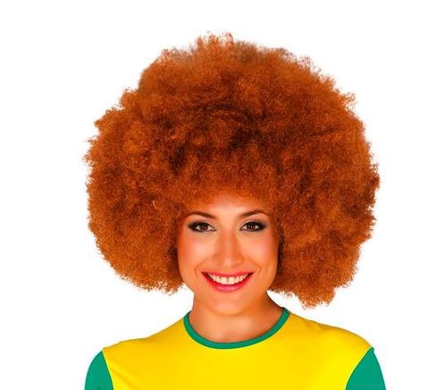 Bruine Afro, Hobby en Vrije tijd, Feestartikelen, Nieuw, Verzenden