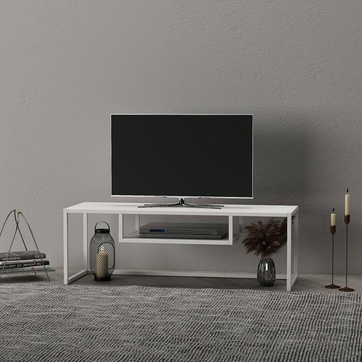 TV meubel Isokyrö metaal 120x40x40 cm wit [en.casa], Huis en Inrichting, Kasten | Televisiemeubels, Verzenden
