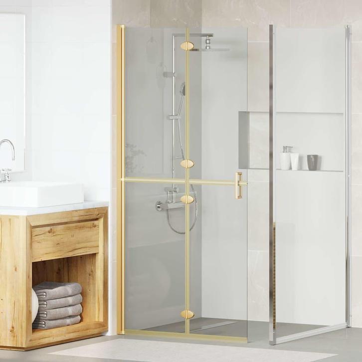 vidaXL Inloop douche wand Goud en transparant 90 x 190 cm, Doe-het-zelf en Verbouw, Sanitair, Nieuw, Verzenden