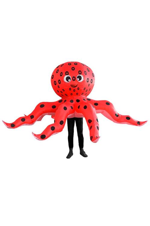 KIMU® Opblaas Kostuum Octopus Rood Opblaasbaar Pak Octopuspa, Kleding | Dames, Carnavalskleding en Feestkleding, Kleding, Nieuw