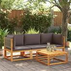 vidaXL 3-delige Loungeset met kussens massief acaciahout, Tuin en Terras, Verzenden, Nieuw, Hardhout, Loungeset