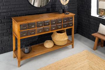 Massieve ladekast HERITAGE 125 cm naturel grenenhouten beschikbaar voor biedingen
