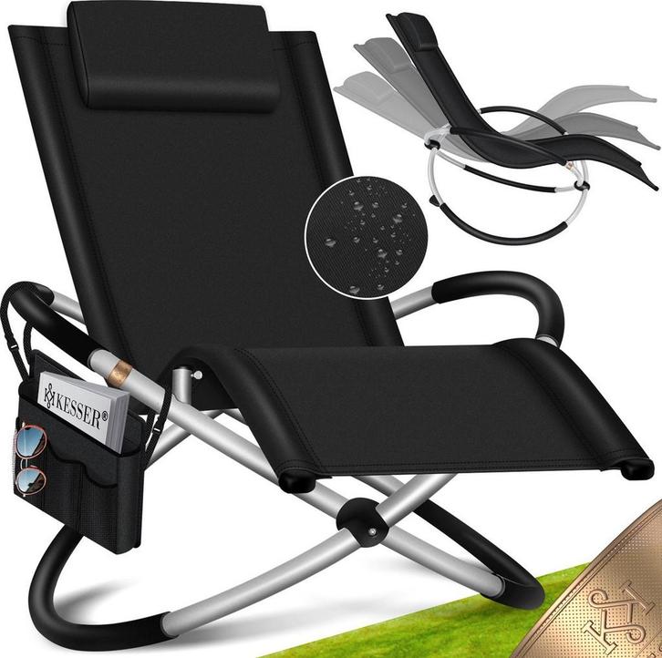 Ligbed - Ligstoel - Zonnebed - Relaxstoel - Zwart - KESSER®, Tuin en Terras, Tuinmeubel-accessoires, Nieuw, Verzenden