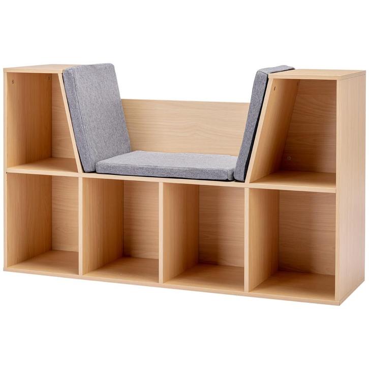 TRUUSK Kinderboekenkast met Zitkruk - 6 Vakken - 3 Kussens -, Kinderen en Baby's, Kinderkamer | Commodes en Kasten, Nieuw, Verzenden